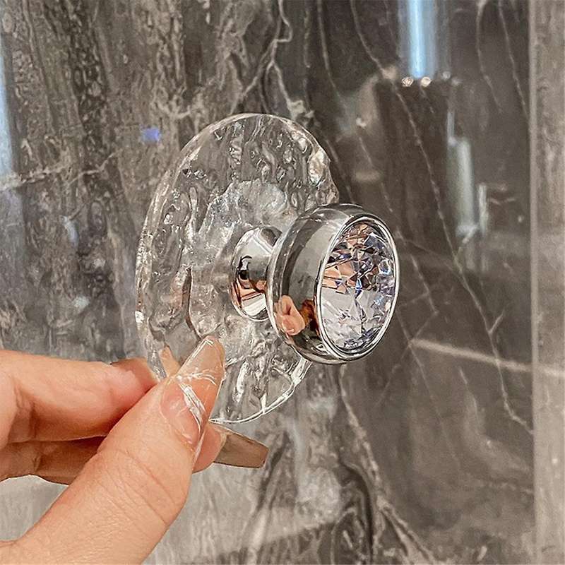 5Pcs Acrylic Bathroom Crystal Transparent Hook Wall Clothes Hanger Door Handle Towel Key Jewelry St