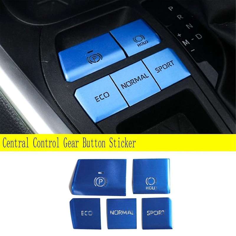 5pcs Blue Central Control Gear Button Sticker Multimedia Button Cover Trim for 2019-2021