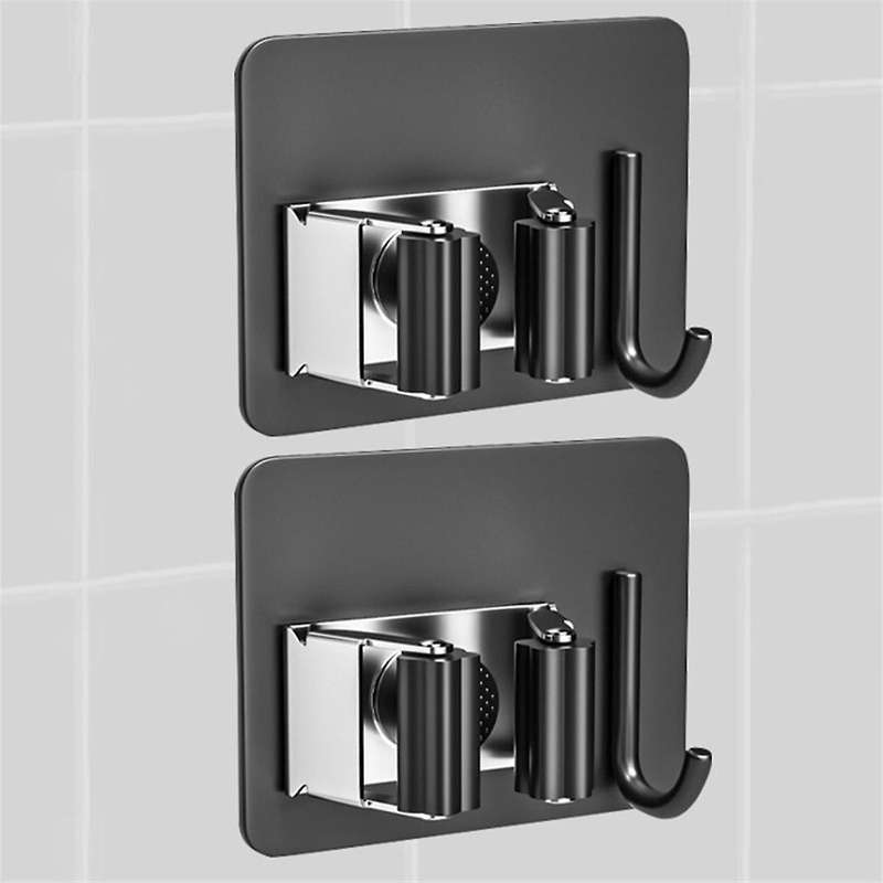 5pcs Broom and Mop Holder, Stainless Steel Broom Storage Holder, Self Adhesive Anti- Broom Holder Wa