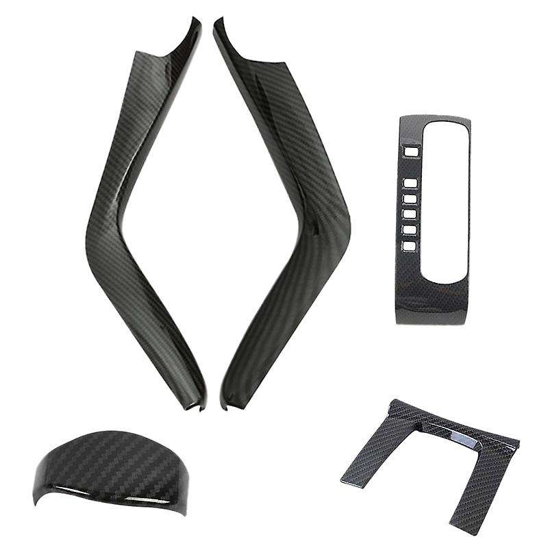 5Pcs Car Carbon Fiber Pattern Central Control Gear Panel Patch Gear Knob Decoration for 2016-2019