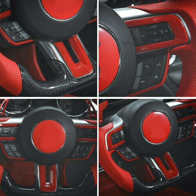 5Pcs Car Red Steering Wheel Trim Frame Cover for 2015-2019