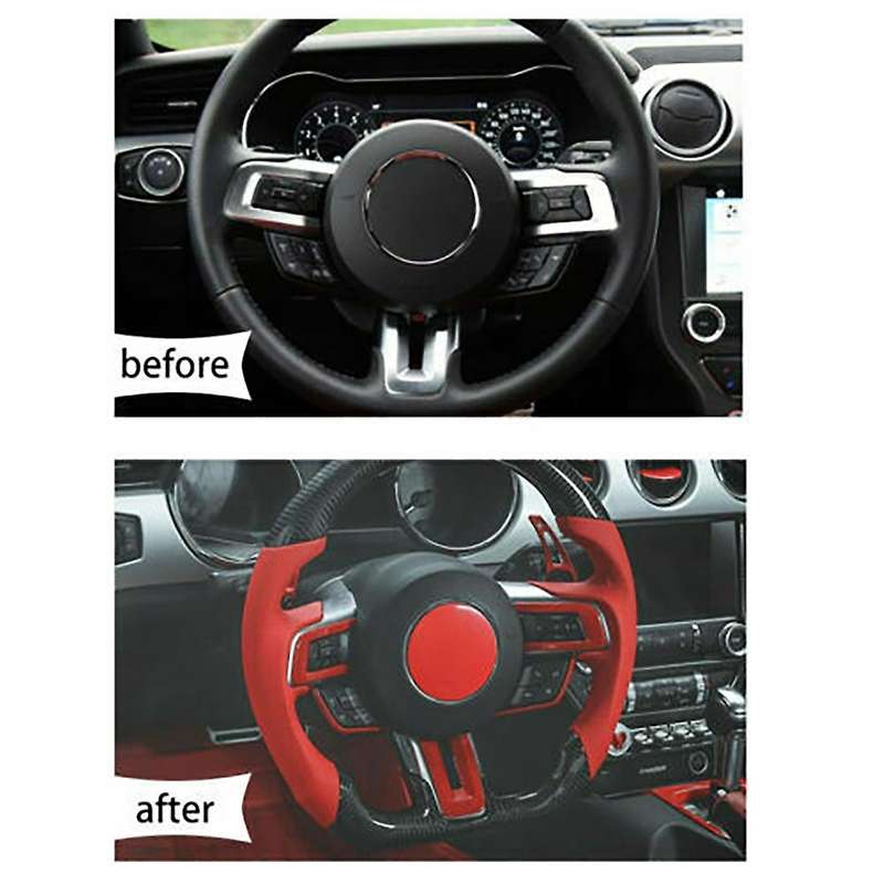 5Pcs Car Red Steering Wheel Trim Frame Cover for 2015-2019