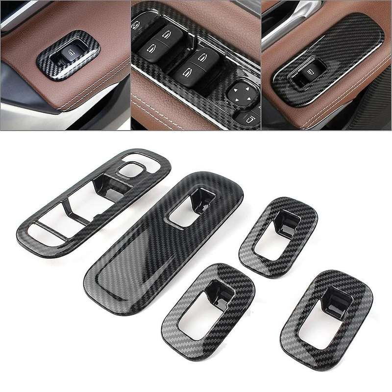 5Pcs Carbon Fiber Car Door Window Switch Cover Trim for W177 A-Class A200 A220 A250 2019 LHD