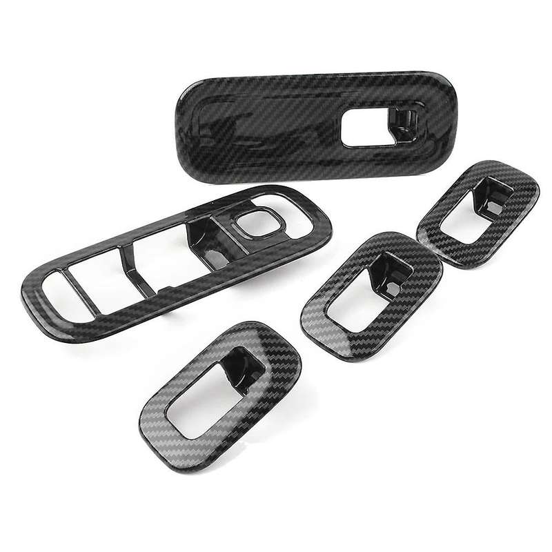 5Pcs Carbon Fiber Car Door Window Switch Cover Trim for W177 A-Class A200 A220 A250 2019 LHD
