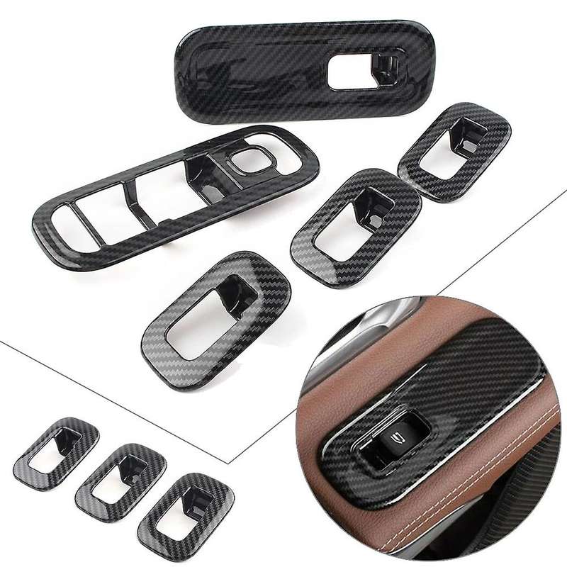 5Pcs Carbon Fiber Car Door Window Switch Cover Trim for W177 A-Class A200 A220 A250 2019 LHD