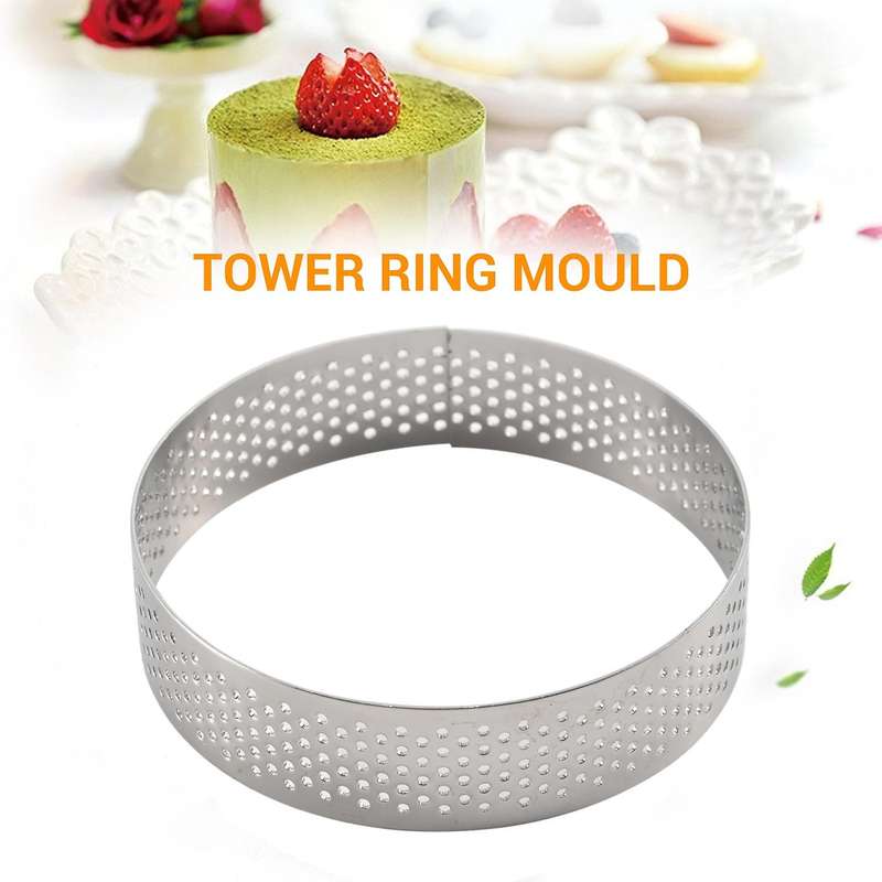 5Pcs Circular Porous Tart Ring Bottom Pie Cake Mould Baking Tools,8cm