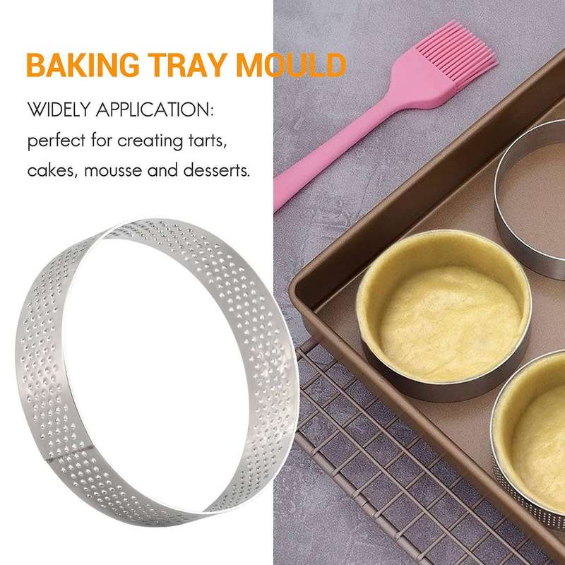 5Pcs Circular Porous Tart Ring Bottom Pie Cake Mould Baking Tools,8cm