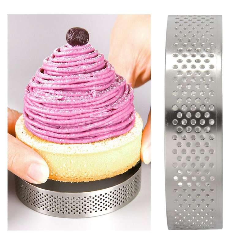 5Pcs Circular Porous Tart Ring Bottom Pie Cake Mould Baking Tools,8cm