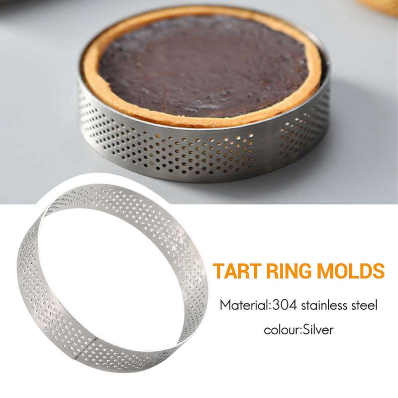 5Pcs Circular Porous Tart Ring Bottom Pie Cake Mould Baking Tools,8cm