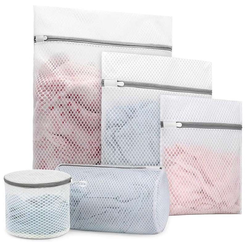 5Pcs Durable Honeycomb Mesh , Heavy Duty Net Fabric Reusable Wash Bag,Travel Storage Bag