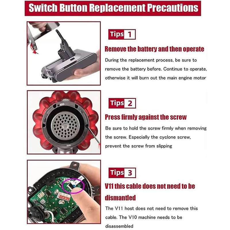 5pcs Extra Strong Trigger Power Switch Button for V11 V10 Cleaner
