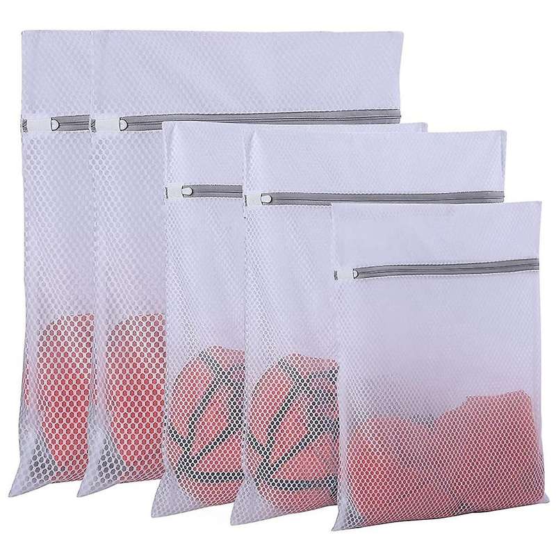 5Pcs Heavy Duty Mesh Wash Laundry Bag Net Fabric Durable and Reusable Wash Bag,Travel Storage Bag