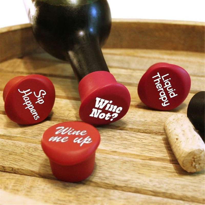 5PCS Funny Wine Stoppers - Perfect As Wine Accessories or Wine Gifts for Women - Set of 5 Funny Sili