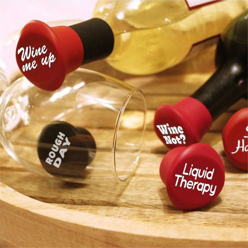 5PCS Funny Wine Stoppers - Perfect As Wine Accessories or Wine Gifts for Women - Set of 5 Funny Sili