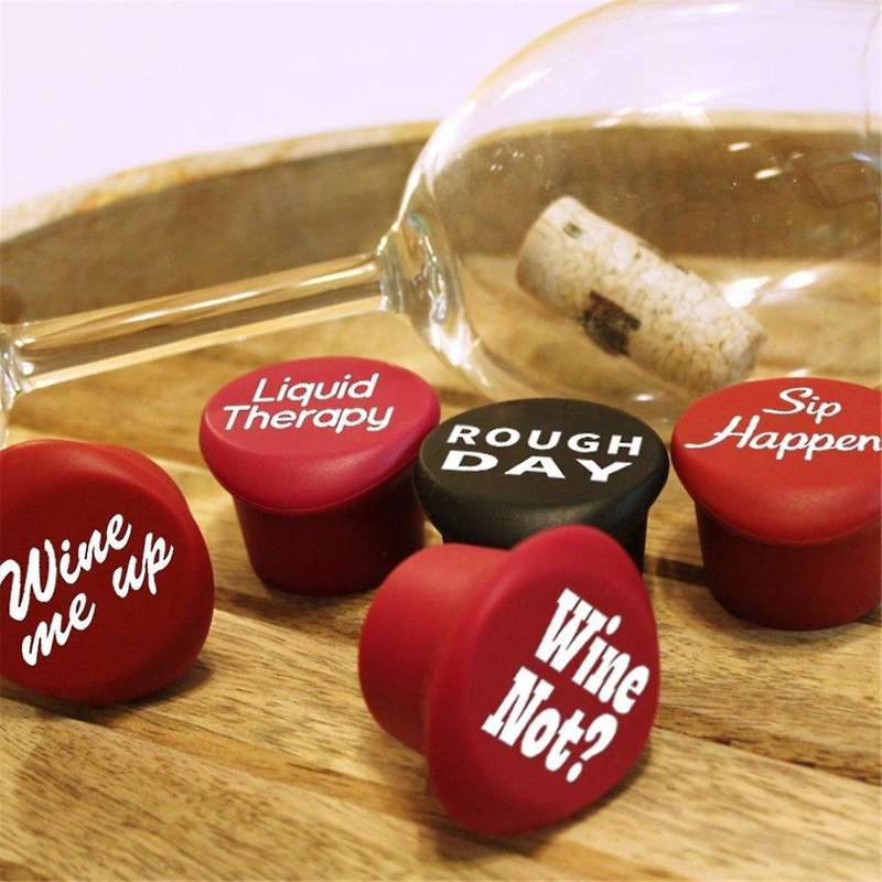 5PCS Funny Wine Stoppers - Perfect As Wine Accessories or Wine Gifts for Women - Set of 5 Funny Sili
