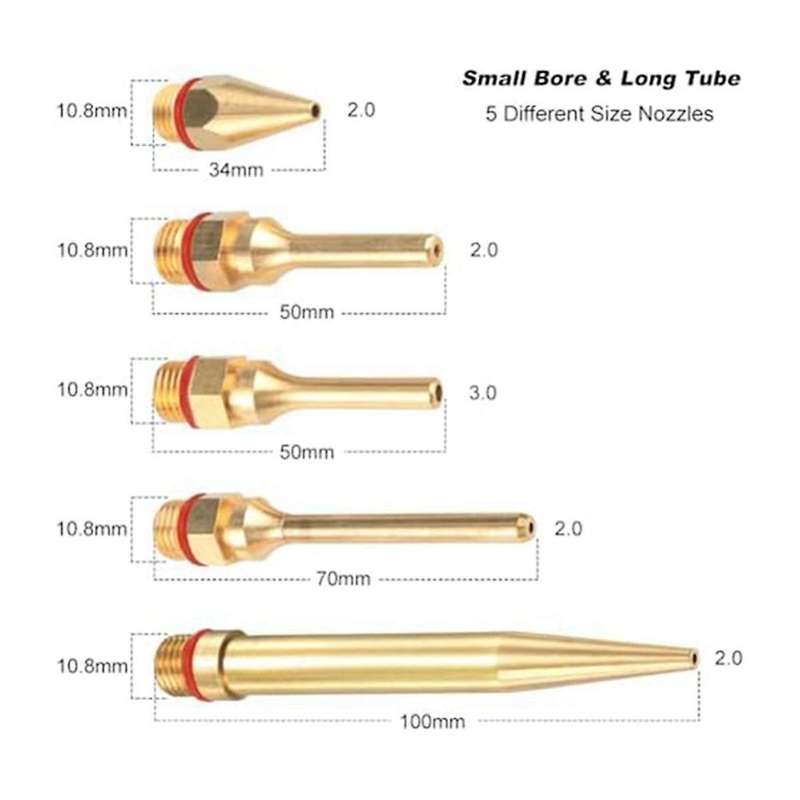 5pcs Glue Guncopper Nozzle Tips with O-ring,bore Long Tube Nozzles Thread Interchangeable Nozzle Se