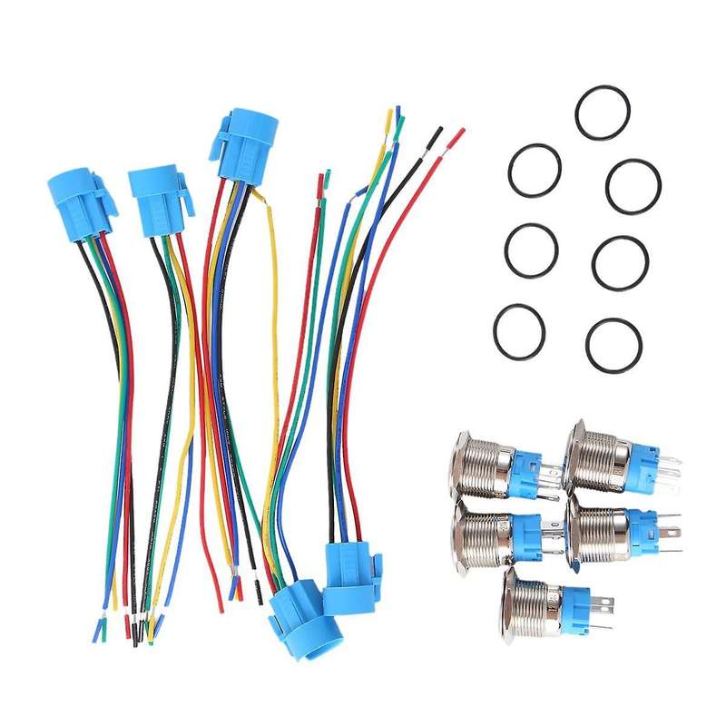 5PCS Metal Push Button Switch 12v 19mm Ring Lamp Power Symbol Waterproof LED Light Self Lock Reset