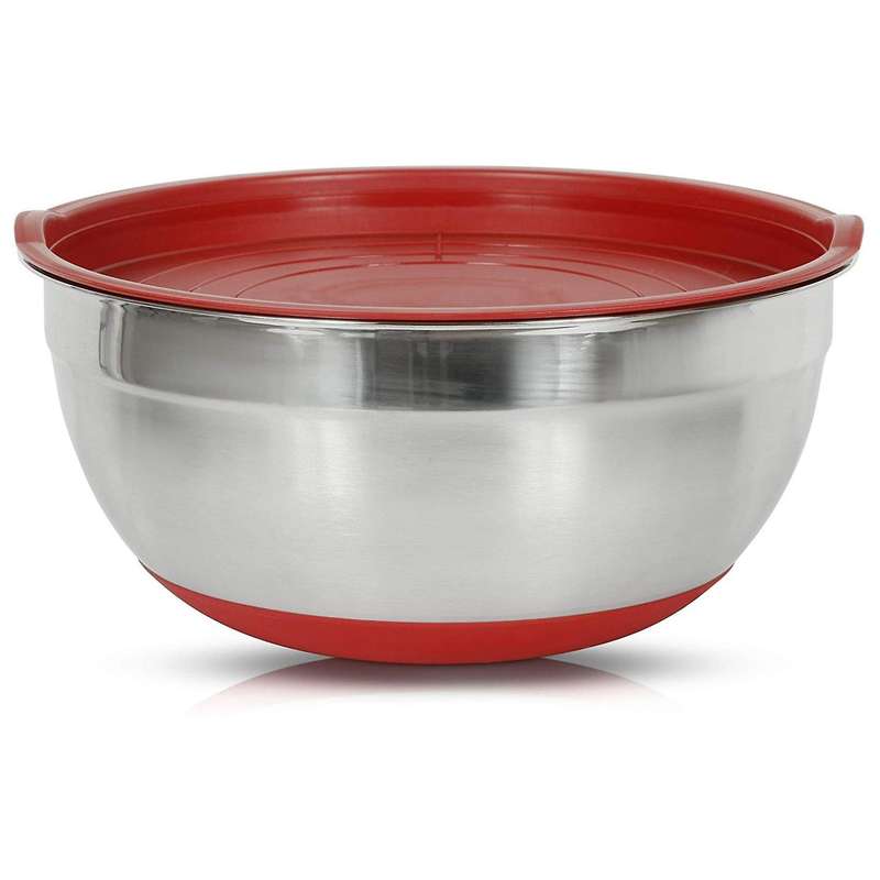 5Pcs Mixing Bowl with Lids Set, Stainless Steel Salad Mixing Bowl, Salad Bowl with Silicone Bottom f