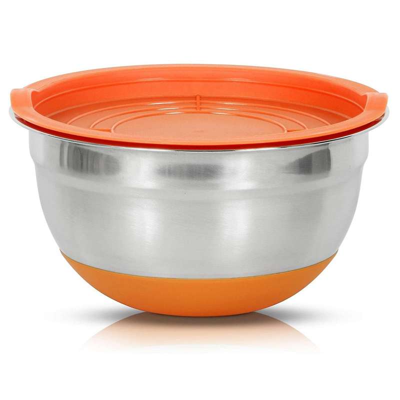 5Pcs Mixing Bowl with Lids Set, Stainless Steel Salad Mixing Bowl, Salad Bowl with Silicone Bottom f