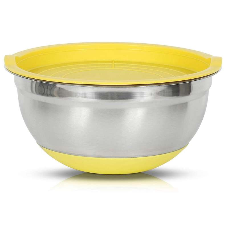 5Pcs Mixing Bowl with Lids Set, Stainless Steel Salad Mixing Bowl, Salad Bowl with Silicone Bottom f