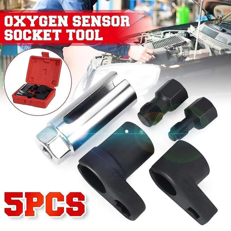 5Pcs Oxygen Sensor Wrench Kit for Auto O2 Socket Removal Install Offset Vacuum Sensor Socket Thread