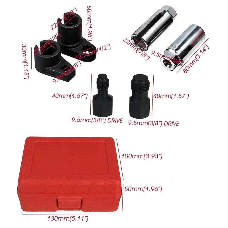 5Pcs Oxygen Sensor Wrench Kit for Auto O2 Socket Removal Install Offset Vacuum Sensor Socket Thread