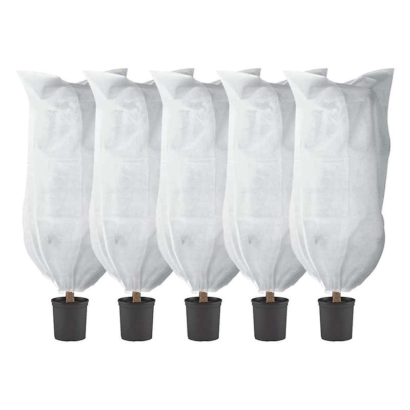 5pcs Plant Covers Freeze Protection-0.8x1m Reusable Plant Protector Bag with Drawstring and Zipper