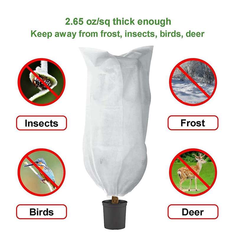 5pcs Plant Covers Freeze Protection-0.8x1m Reusable Plant Protector Bag with Drawstring and Zipper