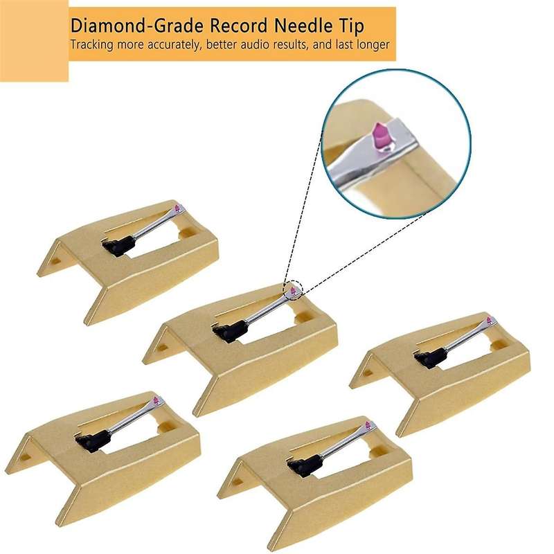 5Pcs Record Player Needles Replacement with Stylus Cleaning Brush Kit,Record Player Needle Stylus fo