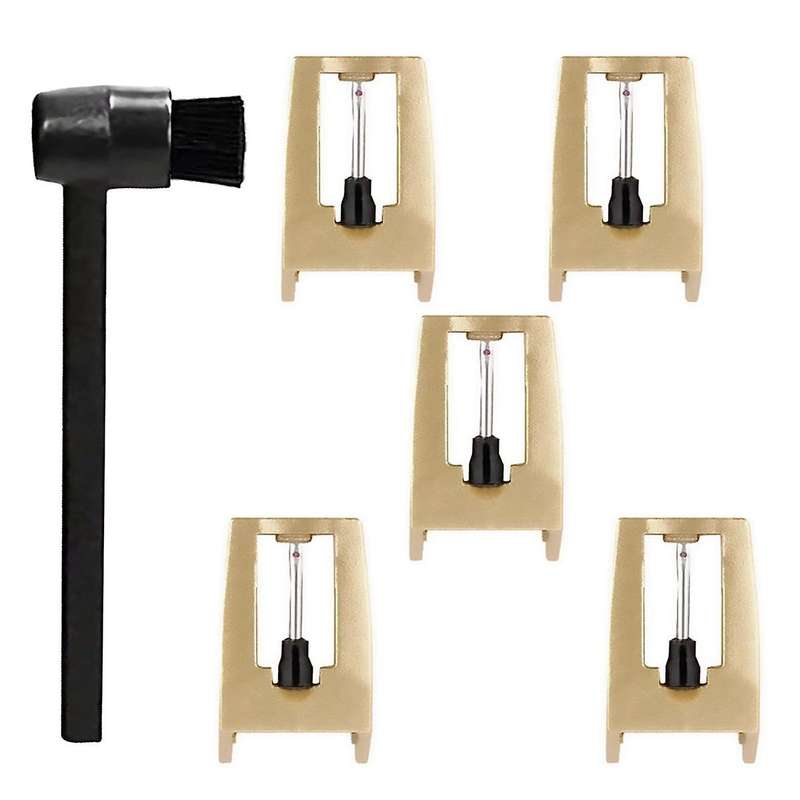 5Pcs Record Player Needles Replacement with Stylus Cleaning Brush Kit,Record Player Needle Stylus fo