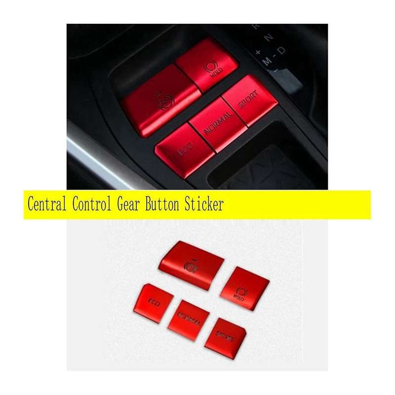 5pcs Red Central Control Gear Button Sticker Multimedia Button Cover Trim for 2019-2021