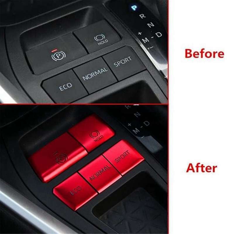 5pcs Red Central Control Gear Button Sticker Multimedia Button Cover Trim for 2019-2021