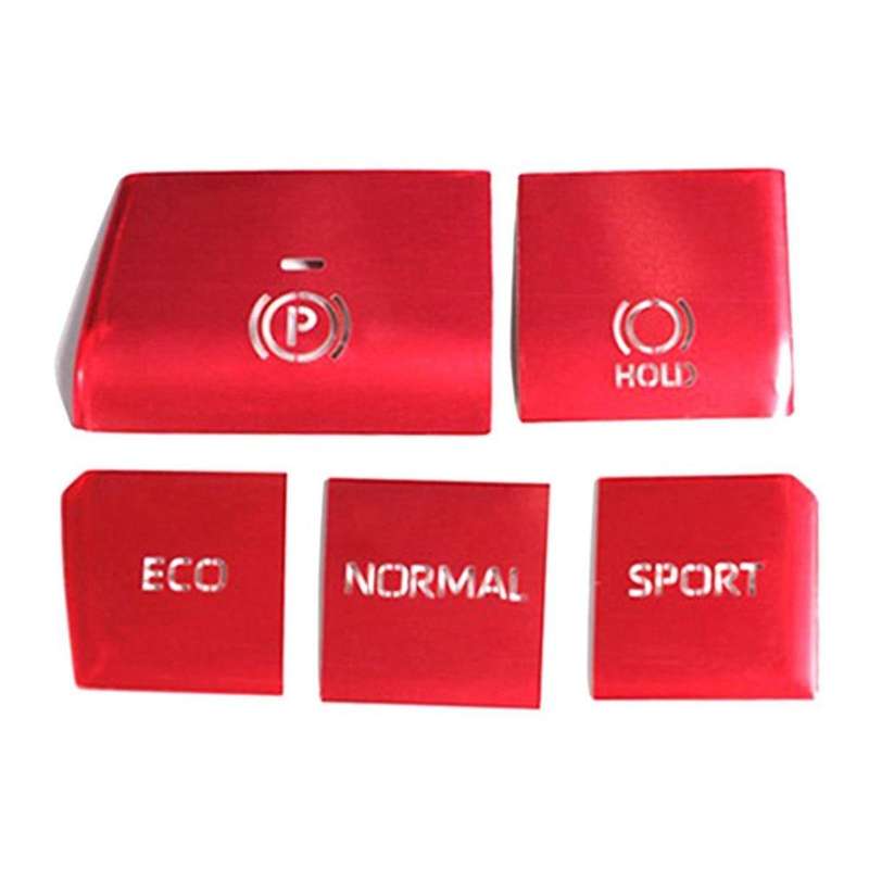 5pcs Red Central Control Gear Button Sticker Multimedia Button Cover Trim for 2019-2021