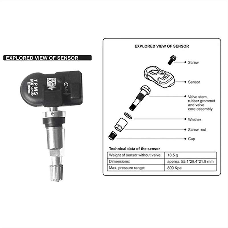 5Pcs Programmable MX Sensor 315MHZ+433MHz 2 in 1 Tire Pressure Sensor Monitor System Universal Edita