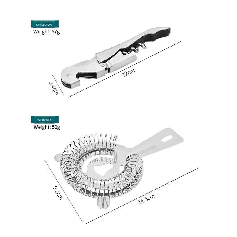 5pcs Professional Bar Tools, Ice Strainer, Cocktail Bartending Tool Set, Wine Bottle Opener, Stirrin