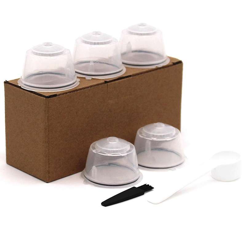 5PCS Reusable Nestle for Coffee Capsule Filter Cup Refillable Filter Basket Caps Reusable Spoon Brus