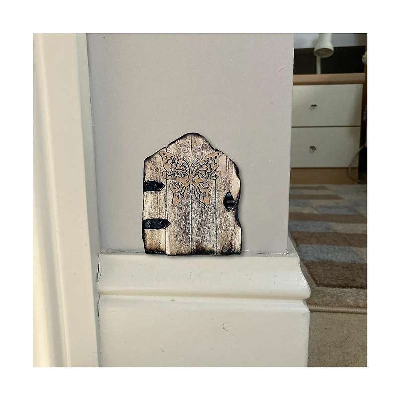 5Pcs Small Fairy Door Garden Decor Decorative Pattern Carved Miniature Doors for Trees Garden Access