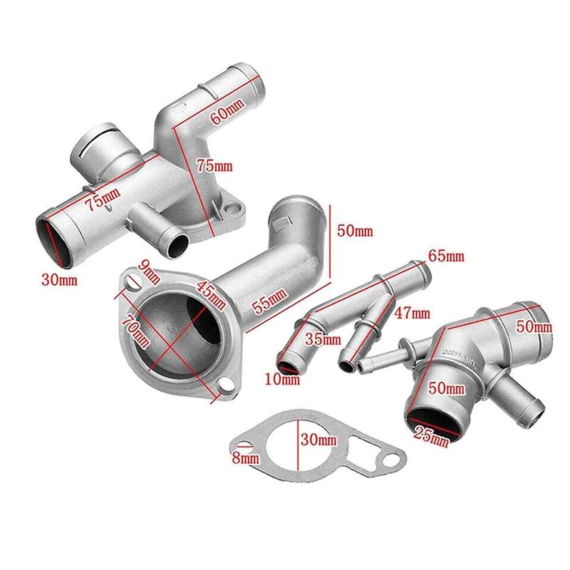 5pcs Set 06a121132a Replacement for Mk4 1.8t Tt Aluminum Coolant Flange Upgrade Kit Engine Cooling