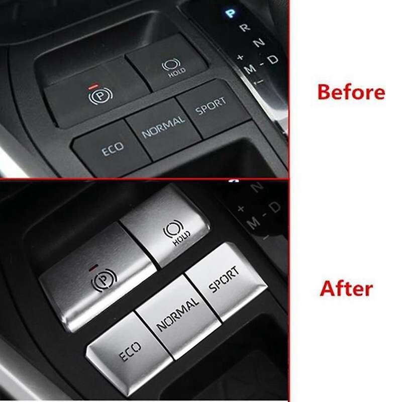 5pcs Silver Central Control Gear Multimedia Button Cover Trim Sticker Accessories for 2019-2021