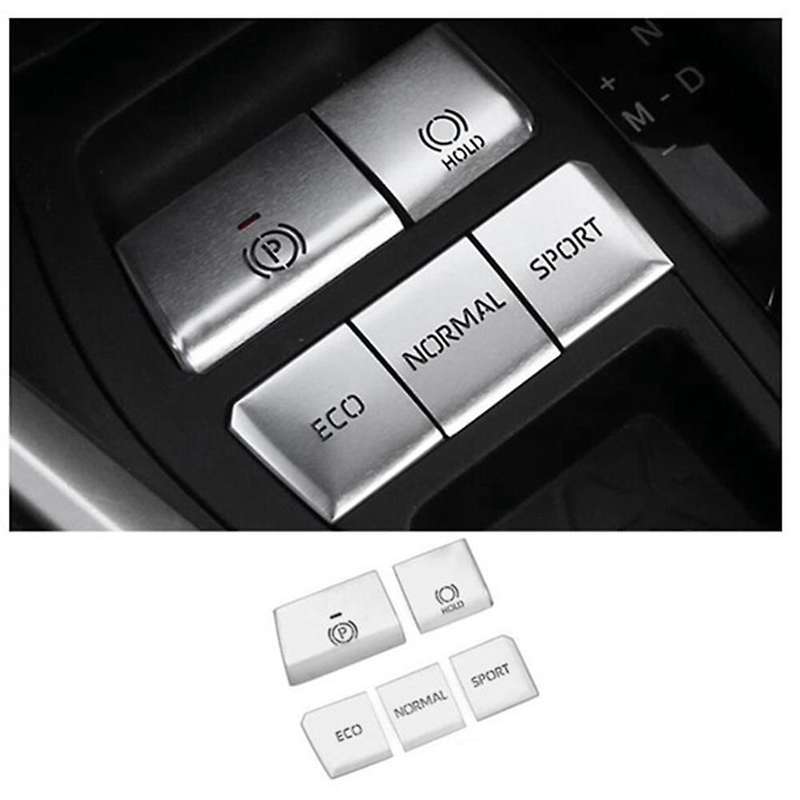 5pcs Silver Central Control Gear Multimedia Button Cover Trim Sticker Accessories for 2019-2021