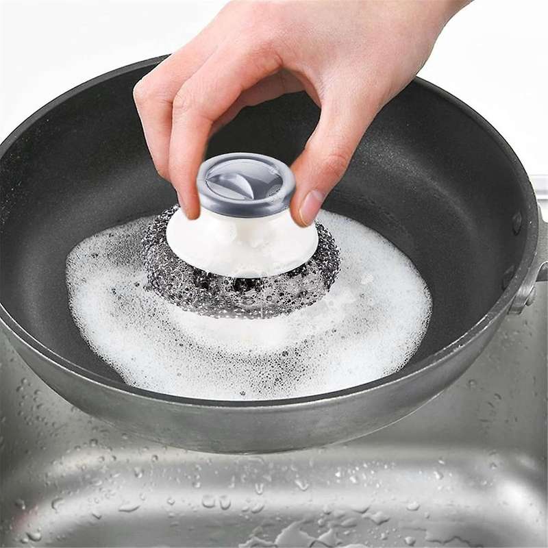 5Pcs Stainless Steel Scrubber with Handle,Heavy Duty Dish Scrubber Cleaning Brush for Pots, Pans