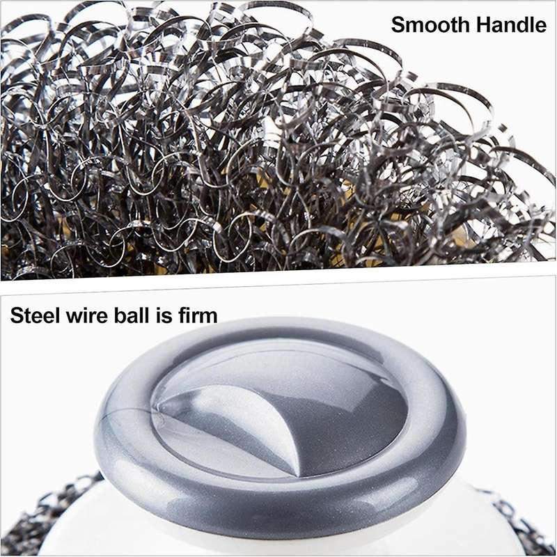 5Pcs Stainless Steel Scrubber with Handle,Heavy Duty Dish Scrubber Cleaning Brush for Pots, Pans