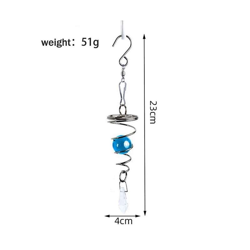 5Pcs Spiral Wind Chimes Crystal Ball Wind Spinner Pendants Rotating Hook Wind Chime Tail Garden Yar