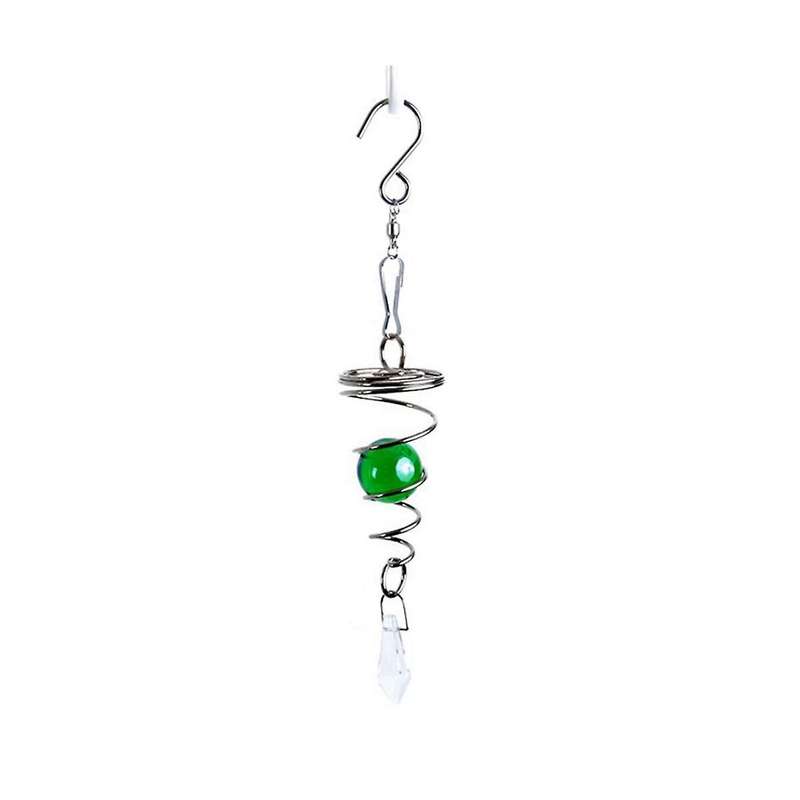 5Pcs Spiral Wind Chimes Crystal Ball Wind Spinner Pendants Rotating Hook Wind Chime Tail Garden Yar