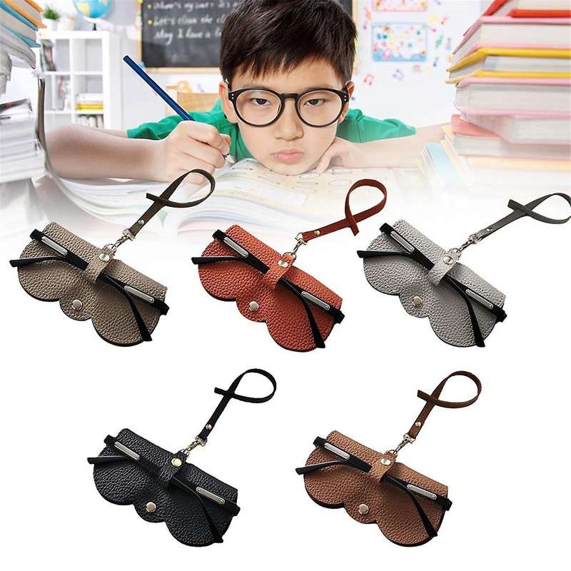 5pcs Soft Leather Sunglasses Bag,glasses Pouch Carrying Organizer Eyeglass Case with Wrist Strap Sl
