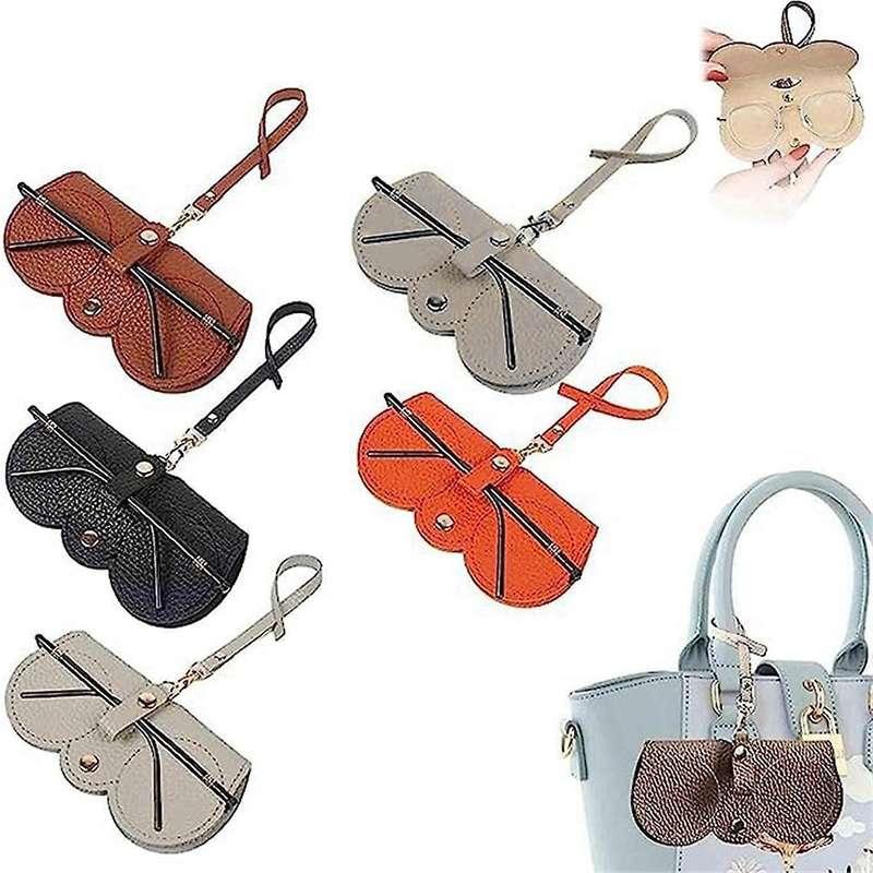 5pcs Soft Leather Sunglasses Bag,glasses Pouch Carrying Organizer Eyeglass Case with Wrist Strap Sl