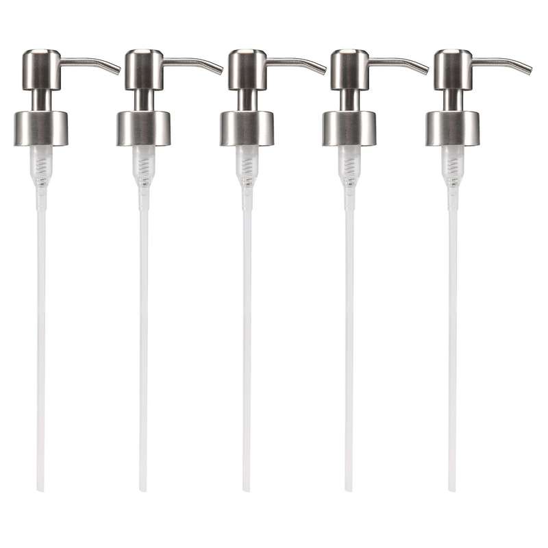 5pcs Stainless Steel Soap Pump Replacement 28 Teeth Metal Nozzles Lotion Dispenser Head
