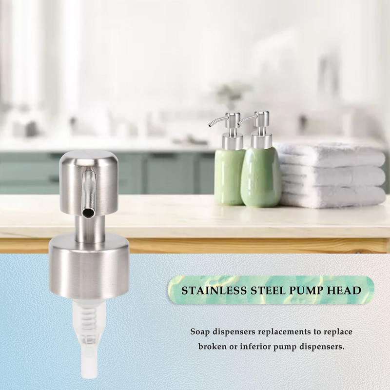 5pcs Stainless Steel Soap Pump Replacement 28 Teeth Metal Nozzles Lotion Dispenser Head