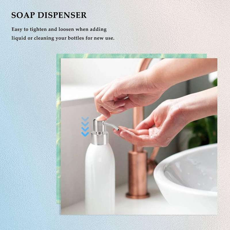 5pcs Stainless Steel Soap Pump Replacement 28 Teeth Metal Nozzles Lotion Dispenser Head
