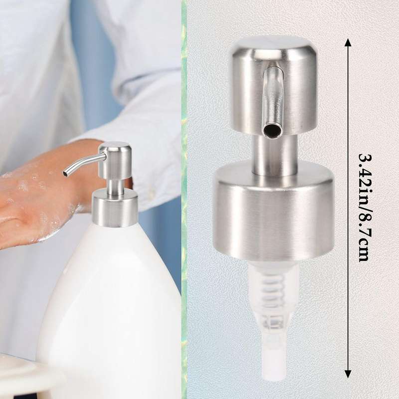 5pcs Stainless Steel Soap Pump Replacement 28 Teeth Metal Nozzles Lotion Dispenser Head